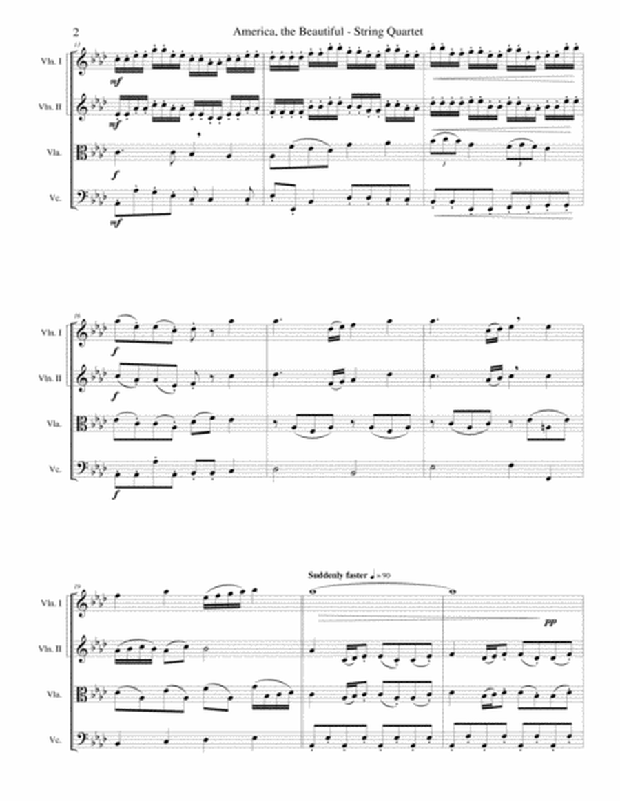 AMERICA, THE BEAUTIFUL (String Quartet/Score and Parts) image number null