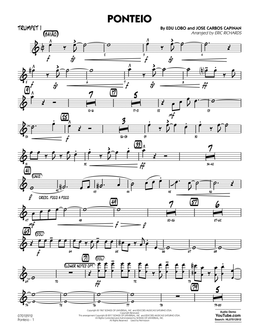 Ponteio - Trumpet 1 Trumpet scores gallery preview page 1