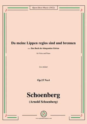 Book cover for Schoenberg-Da meine Lippen reglos sind und brennen,in a minor,Op.15 No.4