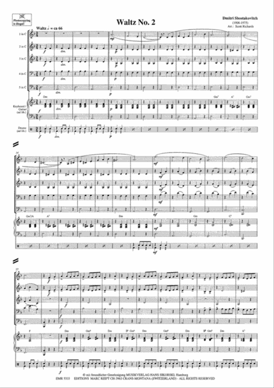 Waltz No. 2 Brass Quintet scores gallery preview page 3