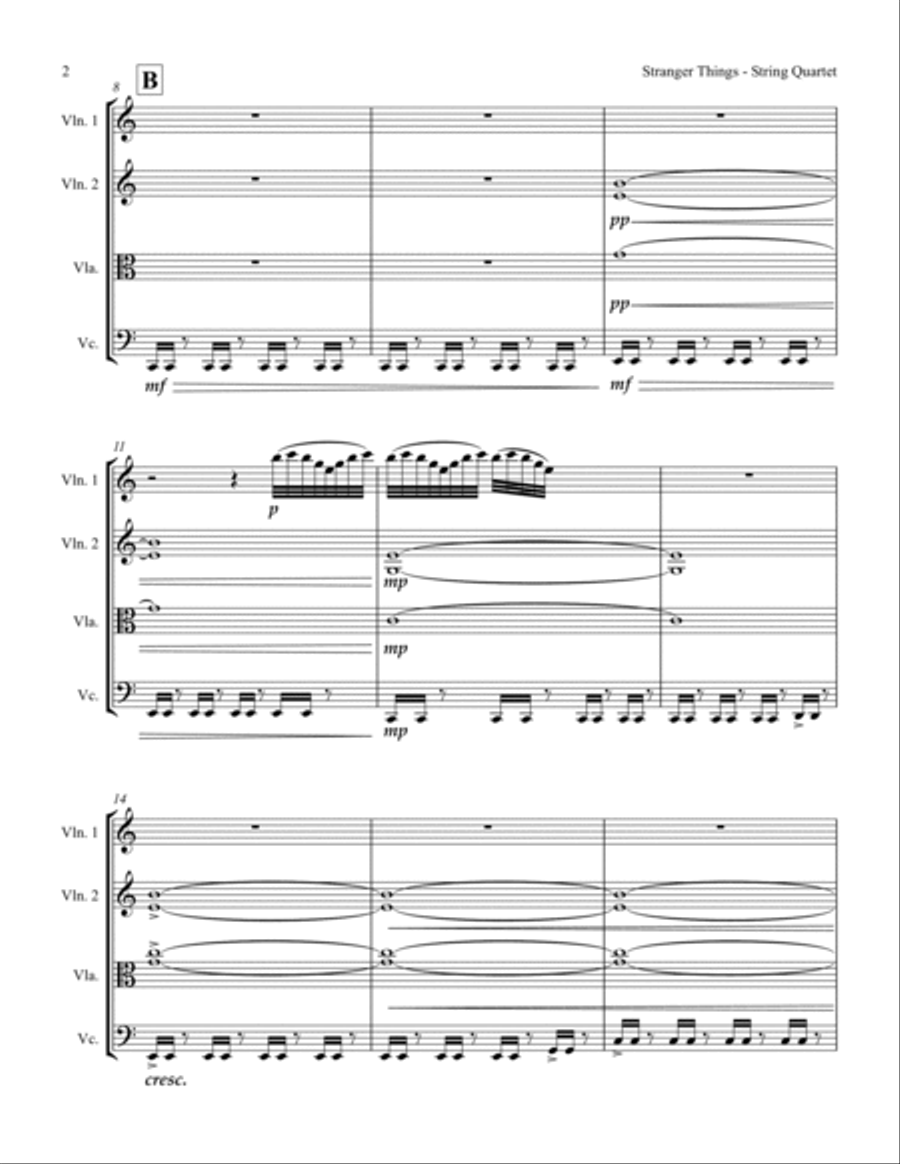 Stranger Things Main Title Theme String Quartet scores gallery preview page 4