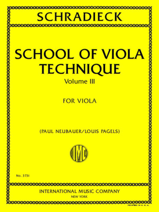 Book cover for School Of Viola Technique, Volume III