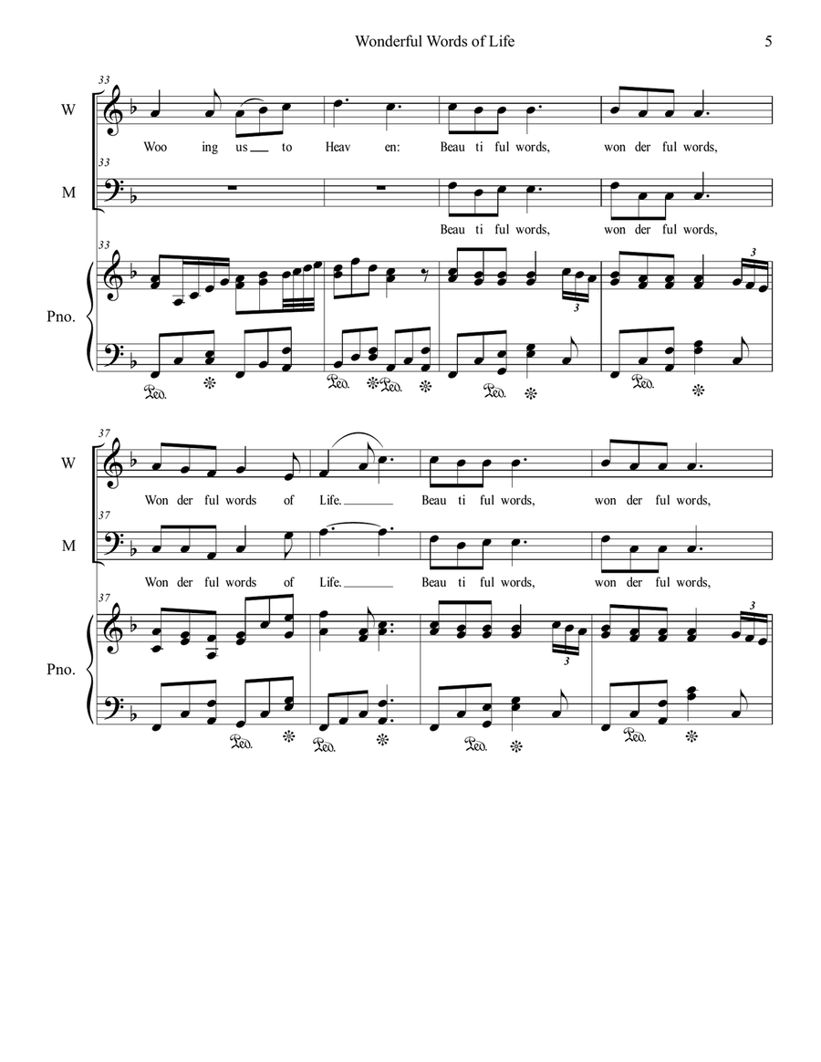 Wonderful Words of Life Medium Voice scores gallery preview page 5