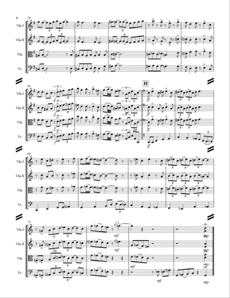 Sentimental Journey String Quartet scores gallery preview page 5
