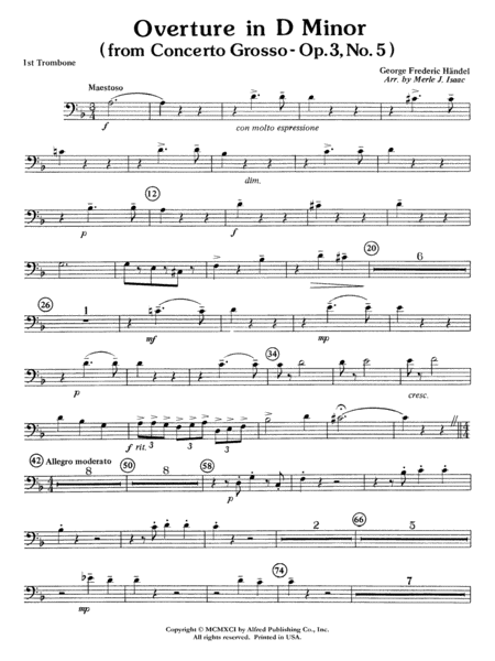 Overture in D minor (Concerto Grosso): 1st Trombone