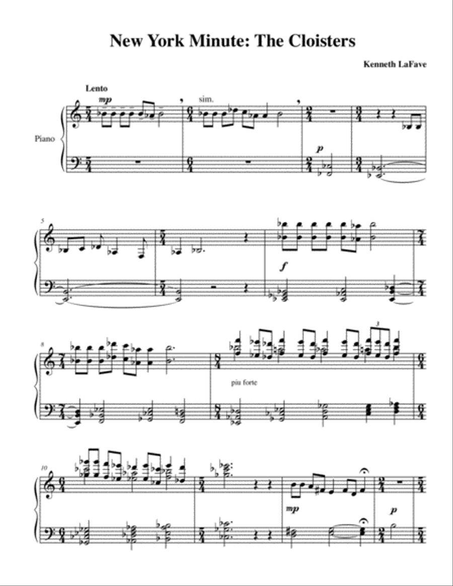 New York Minute: The Cloisters Piano Solo scores gallery preview page 1