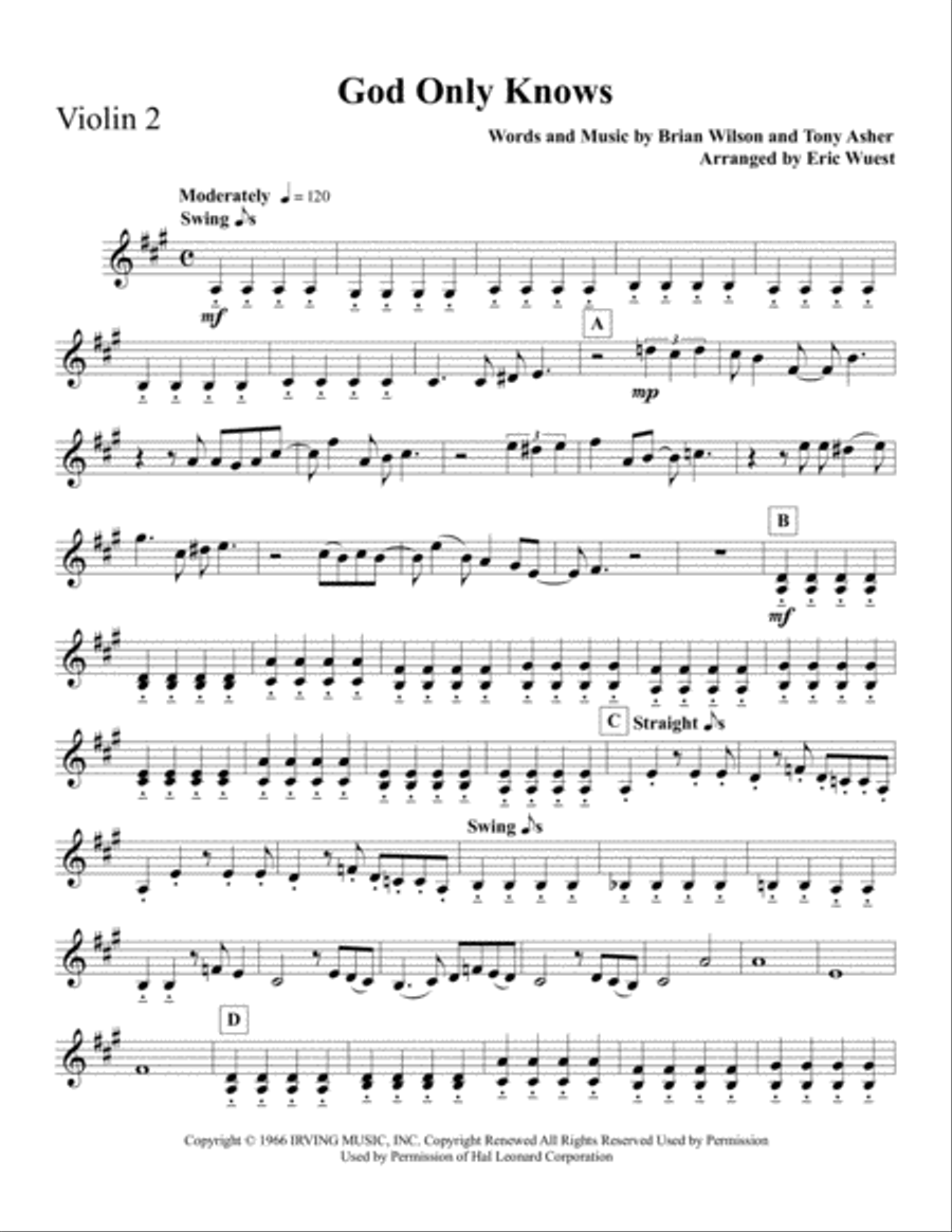 God Only Knows String Quartet scores gallery preview page 3