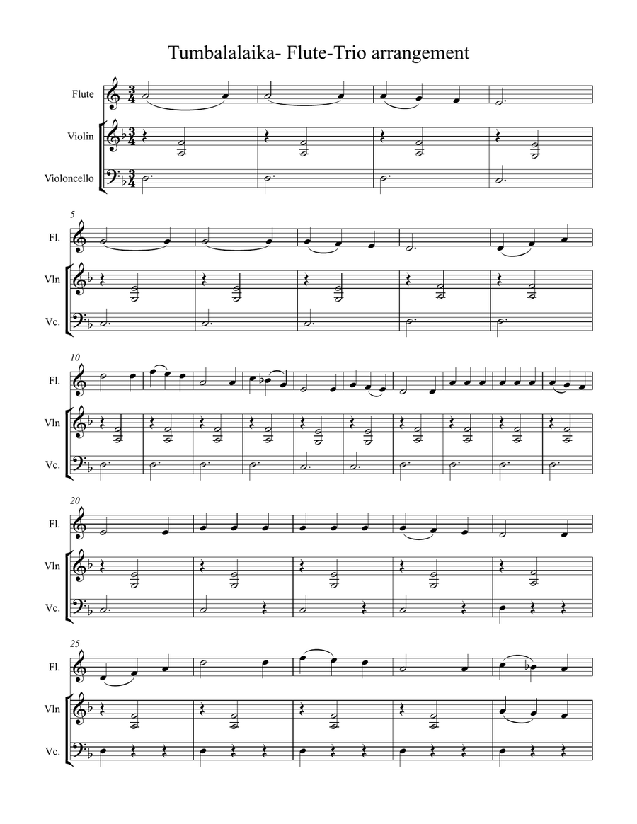 Tumbalalaika - Flute Trio Arrangement Small Ensemble scores gallery preview page 1