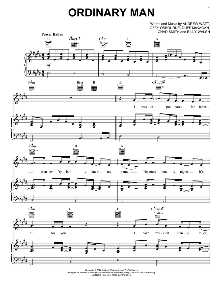 Ordinary Man (feat. Elton John) Piano, Vocal, Guitar scores gallery preview page 1