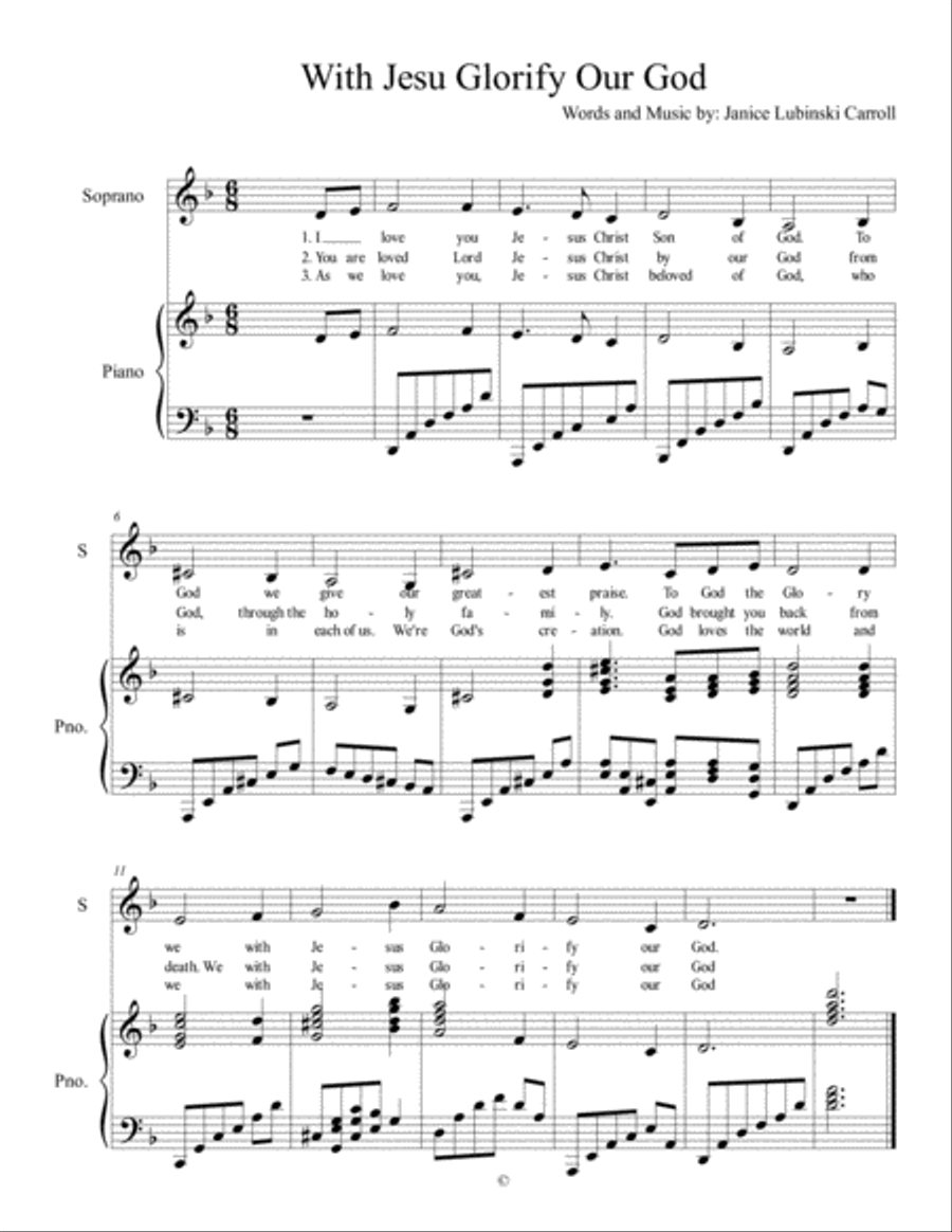 With Jesu Glorify our God Voice scores gallery preview page 1