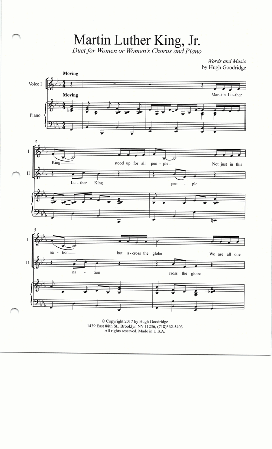 Martin Luther King Jr Martin Luther King Jr Piano scores gallery preview page 1
