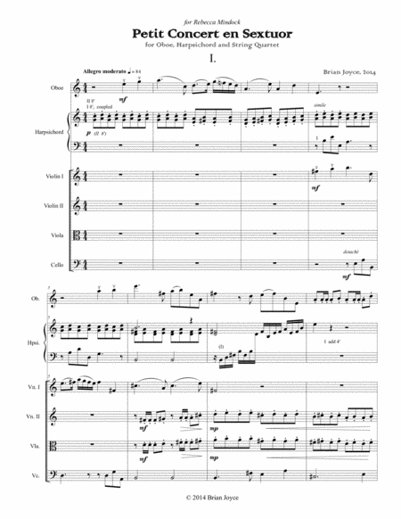 Petit concert en sextuor for oboe, harpsichord and string quartet image number null