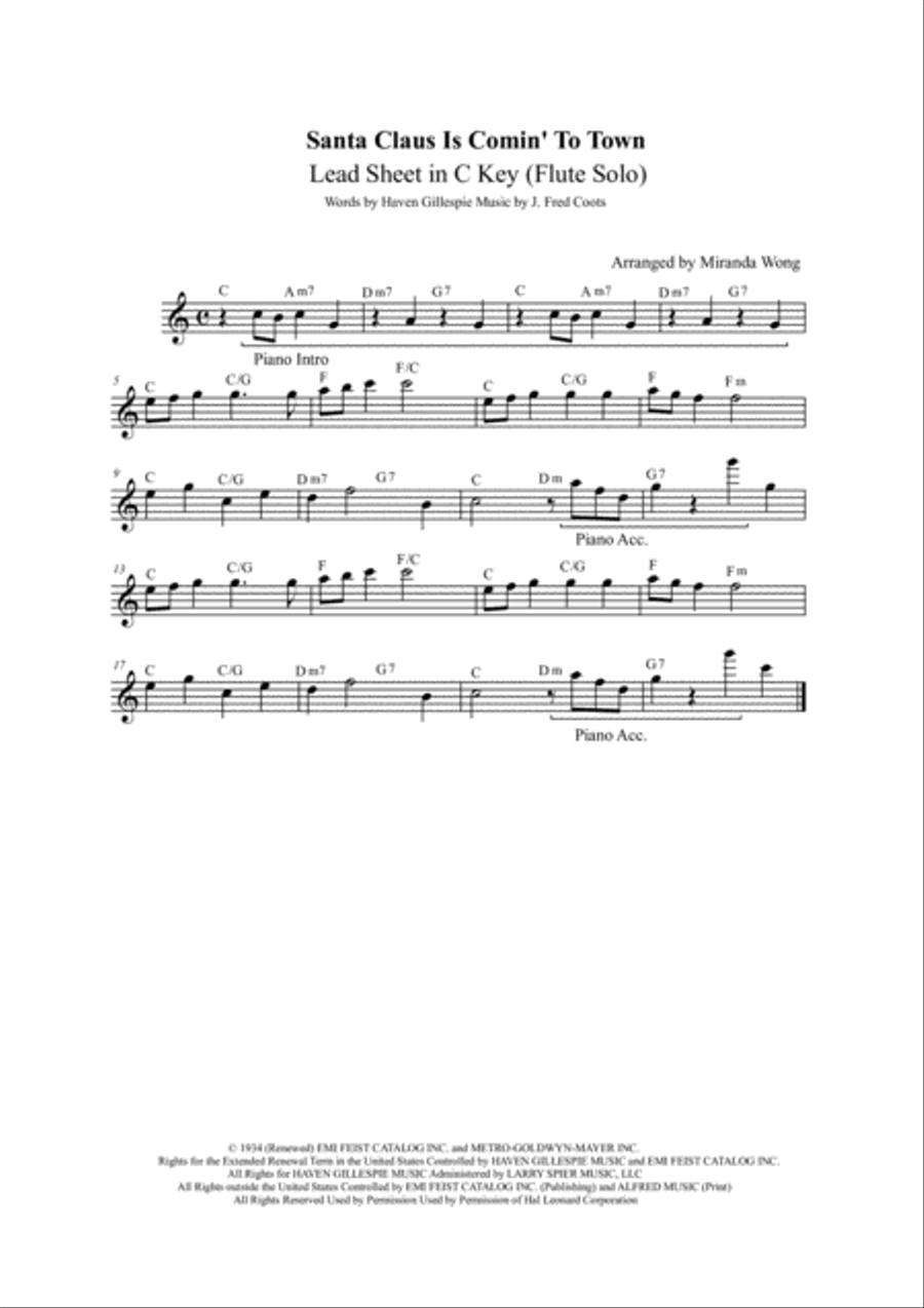 Santa Claus Is Comin' To Town Woodwind Ensemble scores gallery preview page 2