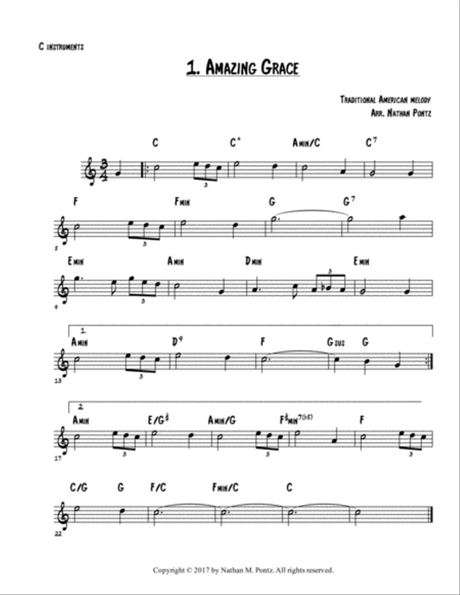 The Fake Hymnal, Vol. 1 (for C Instruments): 10 Classic Hymns Re-imagined in a Jazz Fake Book Presen Choir scores gallery preview page 3