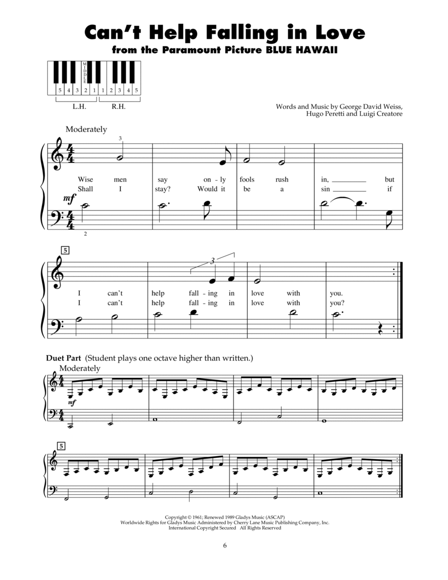 Can't Help Falling In Love Piano scores gallery preview page 1