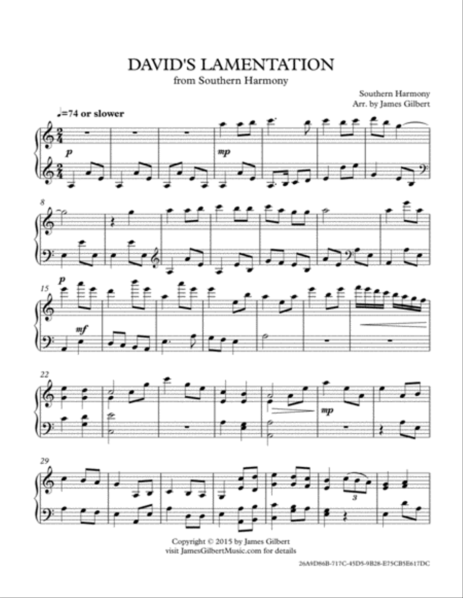 David's Lamentation David's Lamentation Piano Solo scores gallery preview page 2