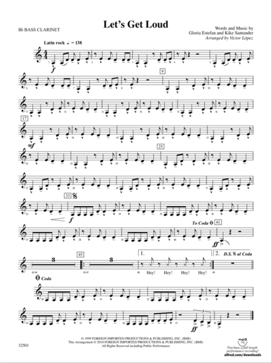 Let's Get Loud: B-flat Bass Clarinet Concert Band scores gallery preview page 1