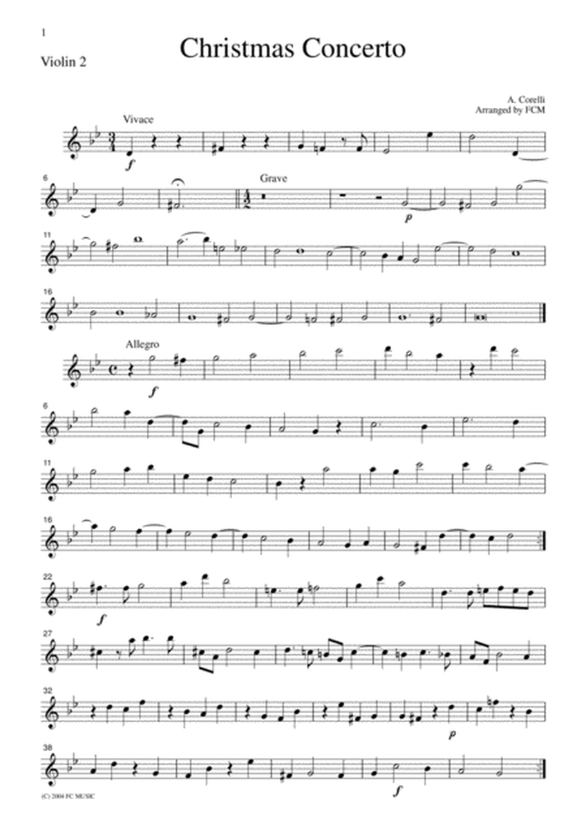 Corelli Christmas Concerto, for string quartet, CC101 image number null