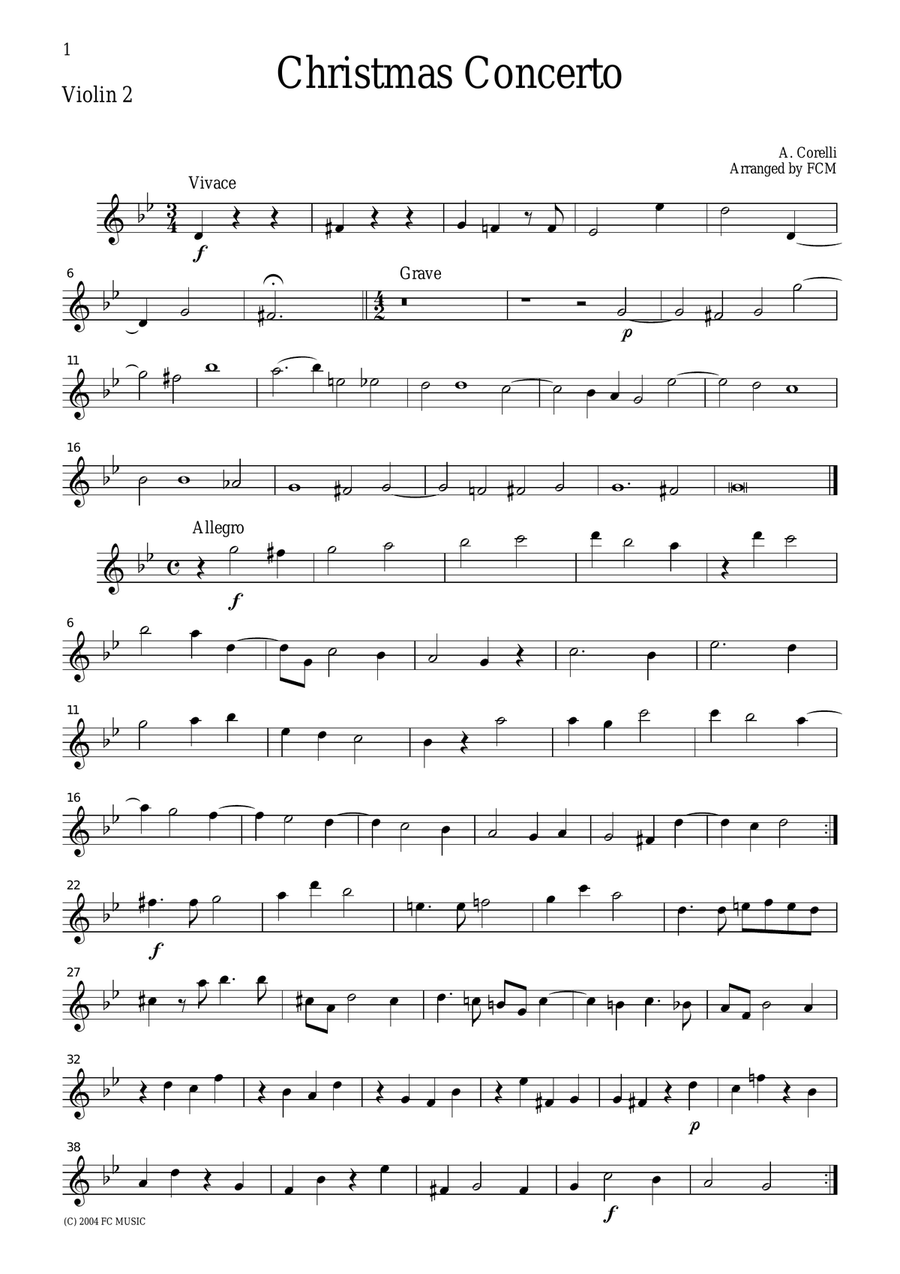 Corelli Christmas Concerto, for string quartet, CC101 String Quartet scores gallery preview page 5
