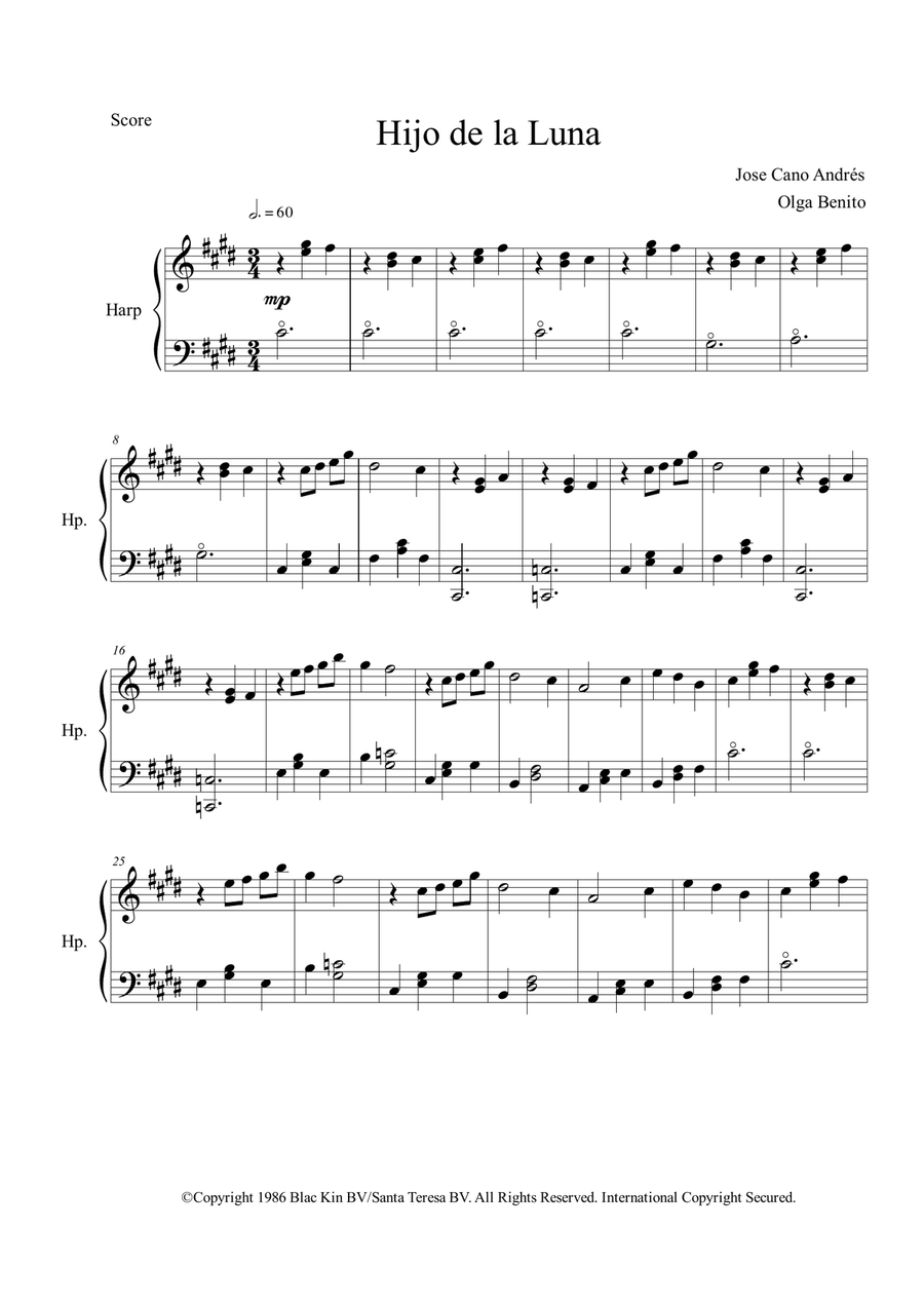 Hijo De La Luna Pedal Harp scores gallery preview page 2
