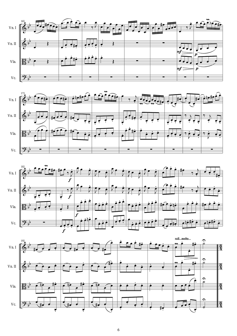 Vivaldi - Violin Concerto in G minor RV 317 Op.12 No.1 for String Quartet String Quartet scores gallery preview page 6