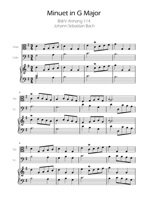 Book cover for Minuet in G major BWV Anh. 114 - Bach - Viola and Cello w/ Piano