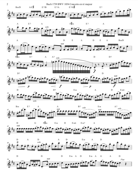 Bach 1739 BWV 1054 For Flute Quartet Parts & Score