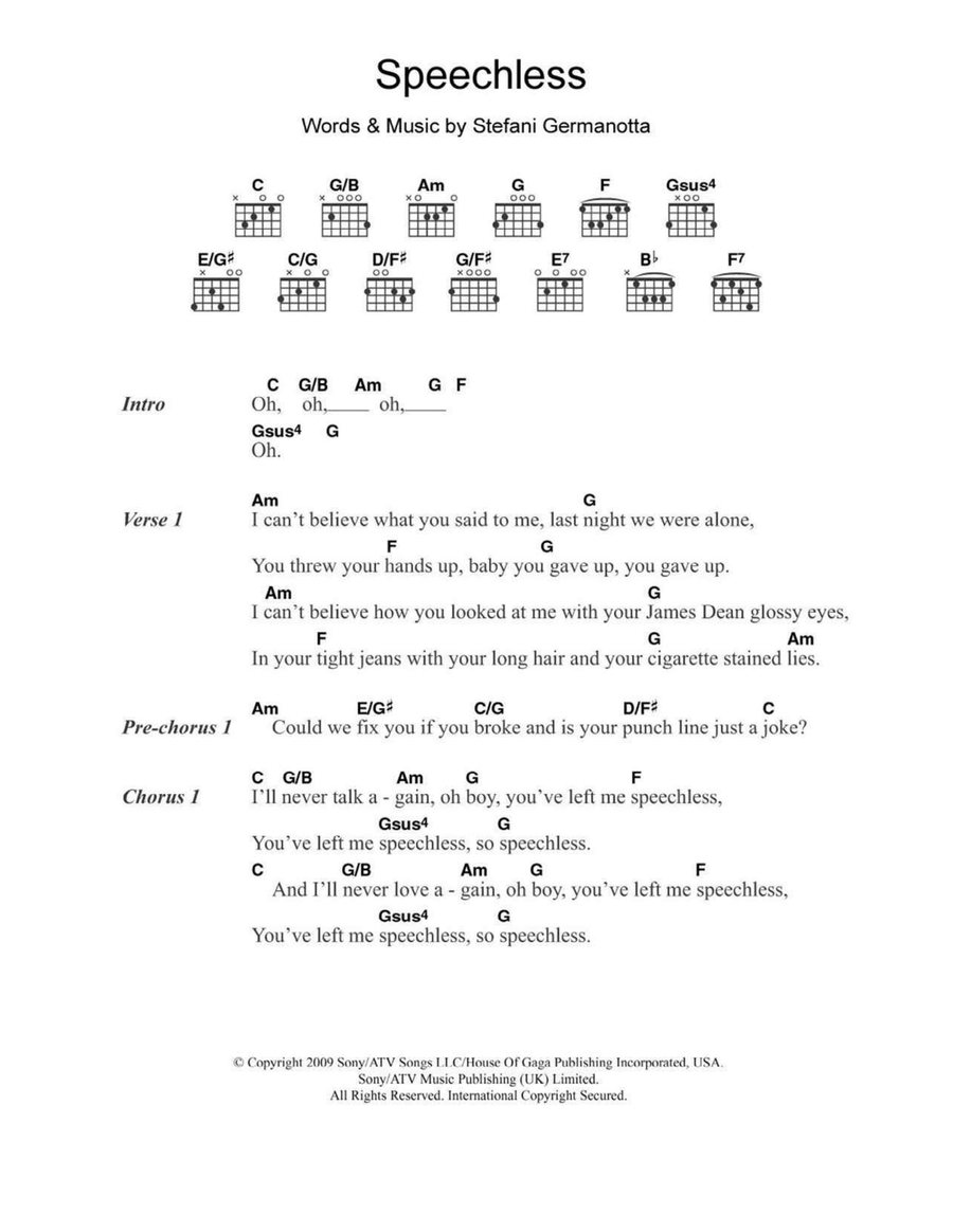 Speechless Speechless Acoustic Guitar scores gallery preview page 1