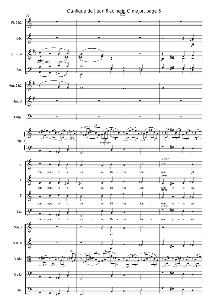 Faure - Cantique de Jean Racine in C major - Orchestra 4-Part scores gallery preview page 6