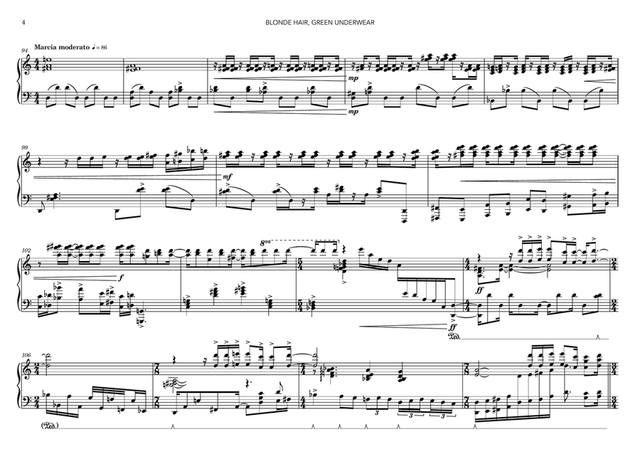 Blonde Hair, Green Underwear Piano Solo scores gallery preview page 4