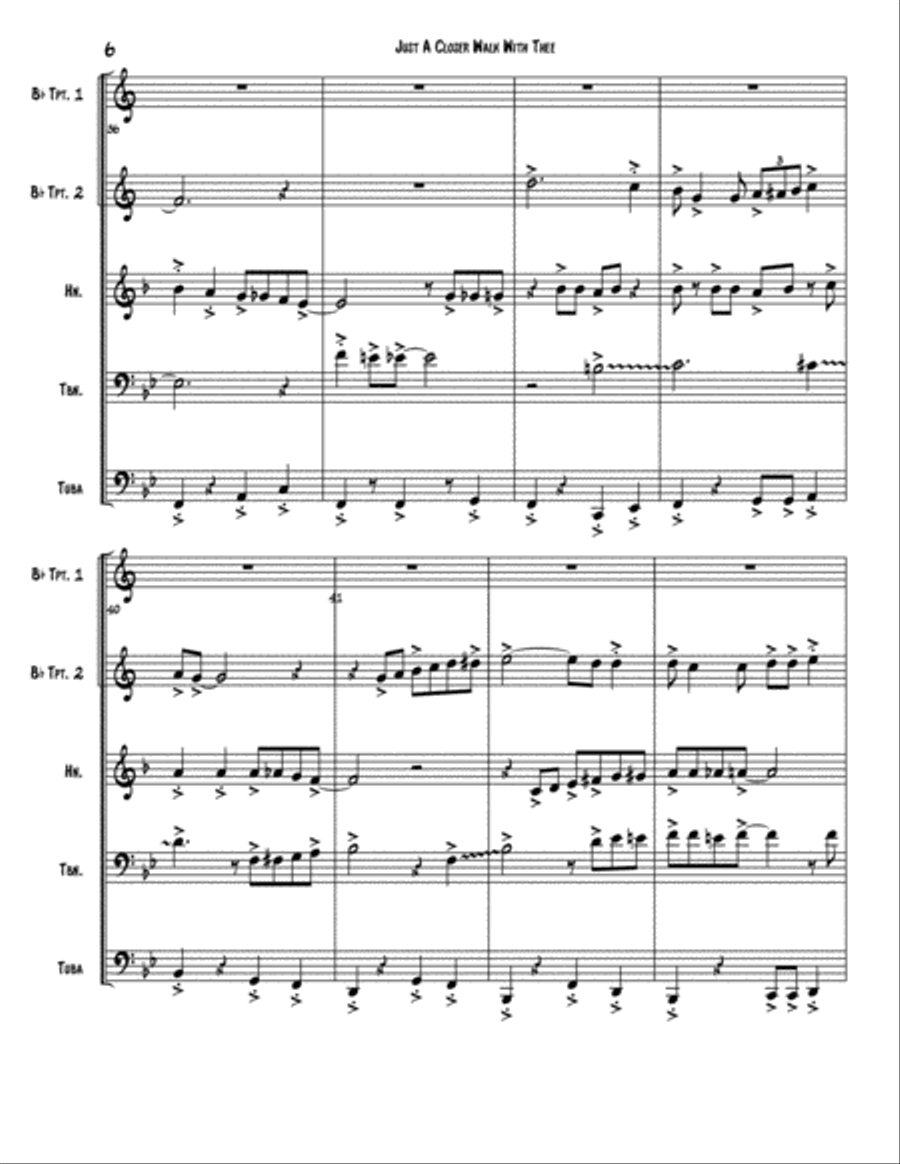 Just a Closer Walk with Thee Brass Ensemble scores gallery preview page 6