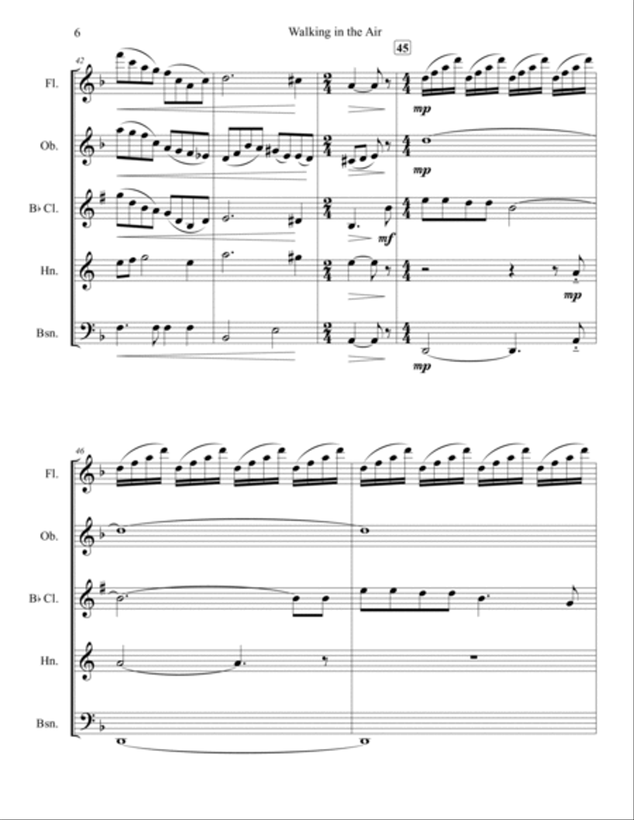 Walking In The Air Woodwind Quintet scores gallery preview page 6