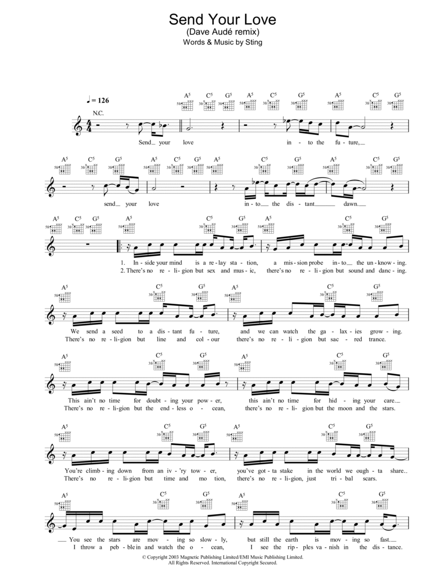 Send Your Love (Dave Aude remix) Piano scores gallery preview page 1