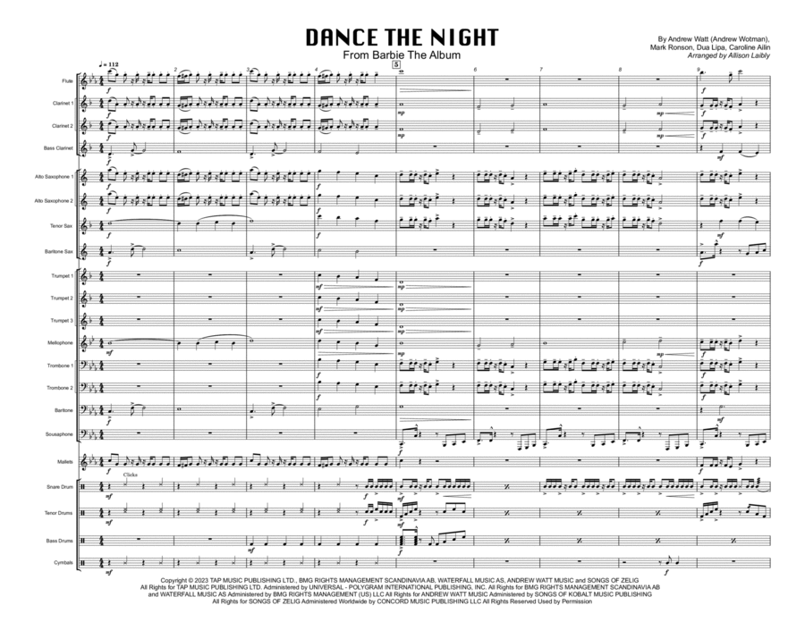 Dance The Night Marching Band scores gallery preview page 1