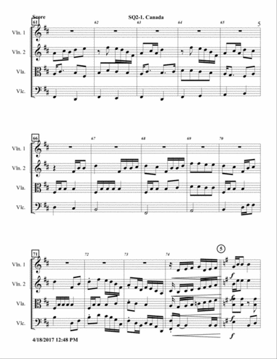 String Quartet 2 Opus 15 No 1-Canada String Quartet scores gallery preview page 5