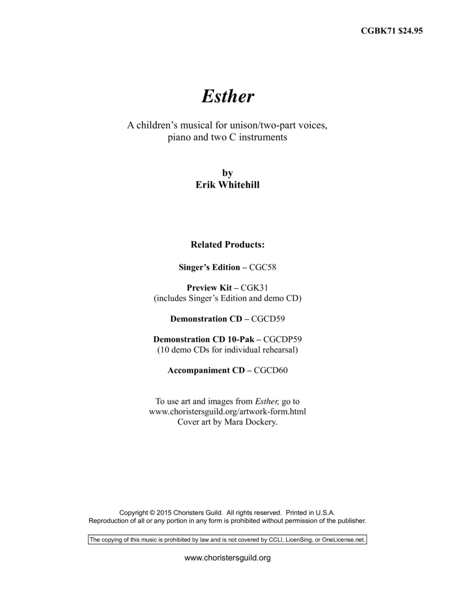 Esther (Director's Score) Unison Choir scores gallery preview page 1
