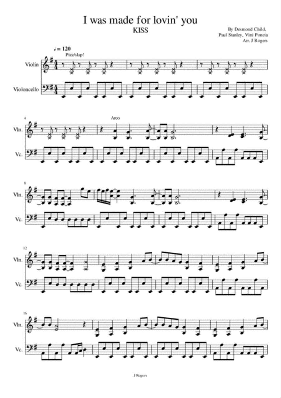 I Was Made For Lovin' You String Duet scores gallery preview page 1