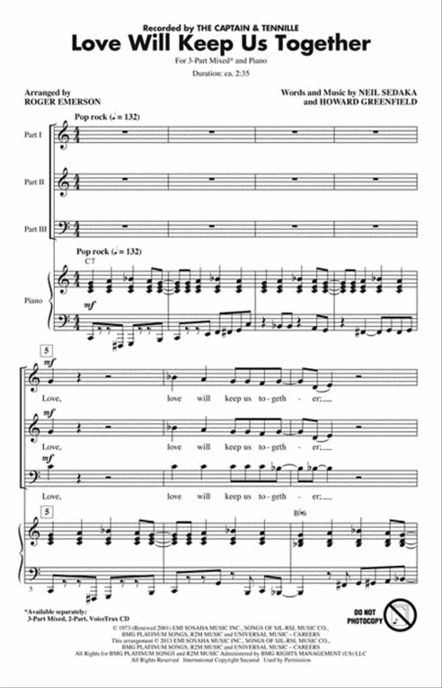 Love Will Keep Us Together 3-Part scores gallery preview page 2