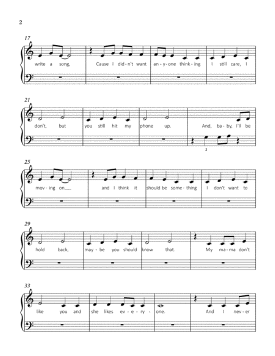 Love Yourself Easy Piano scores gallery preview page 2