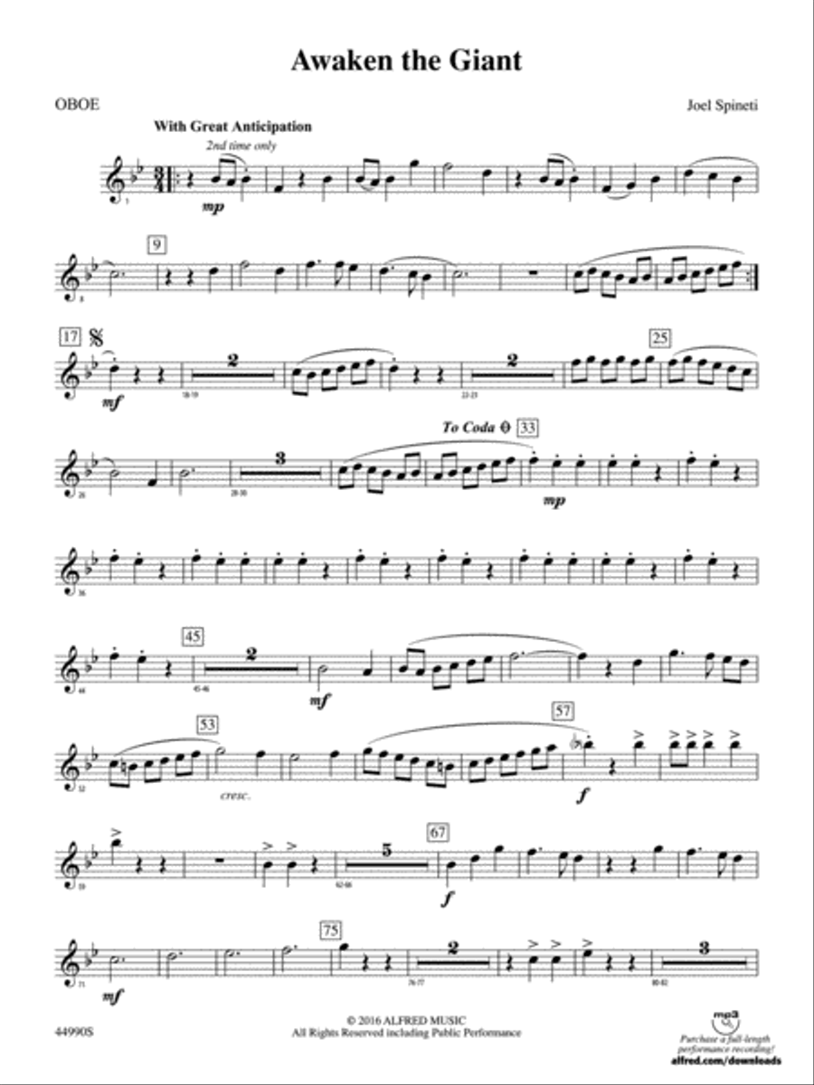 Awaken the Giant: Oboe Concert Band scores gallery preview page 1