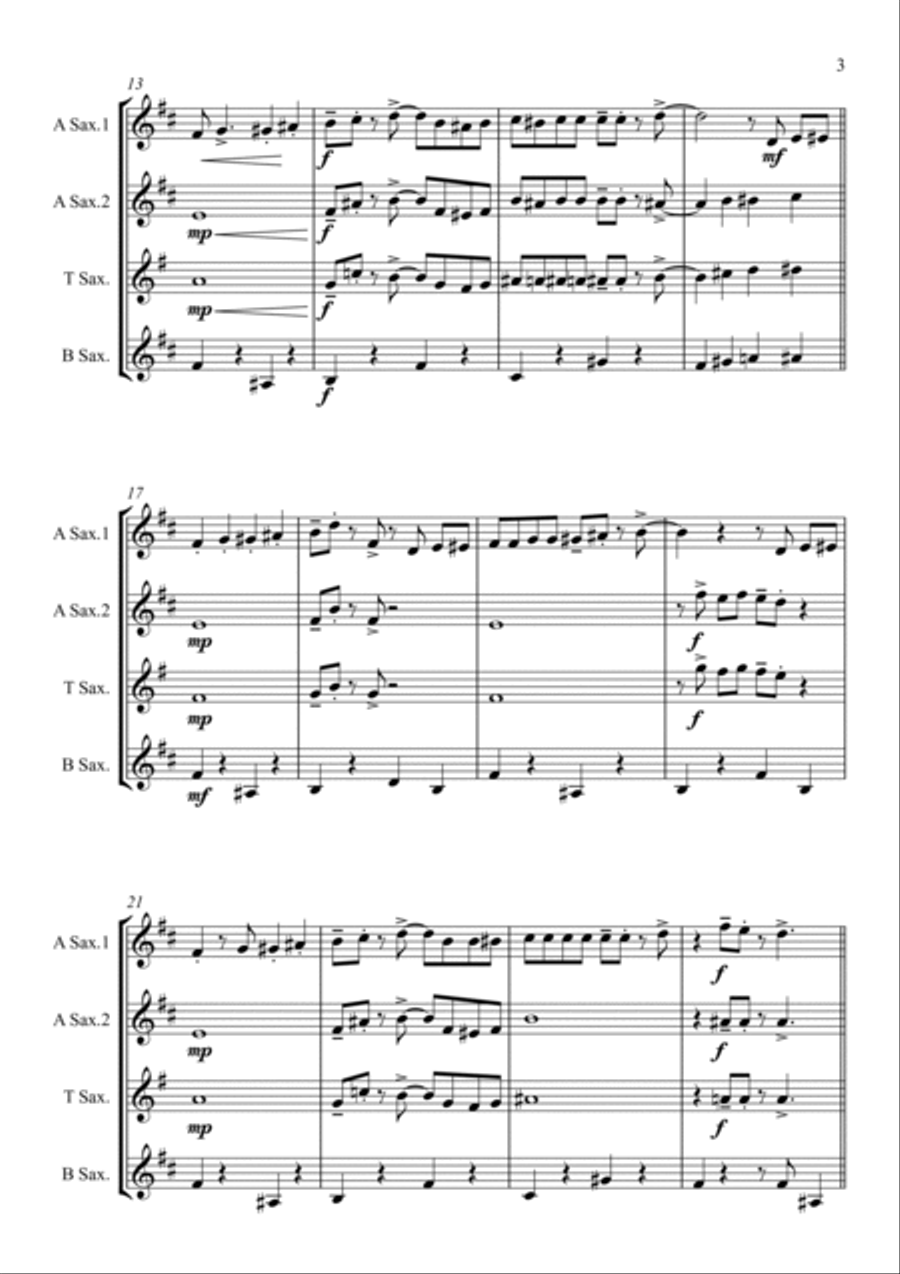 Friend Like Me Saxophone Quartet scores gallery preview page 3