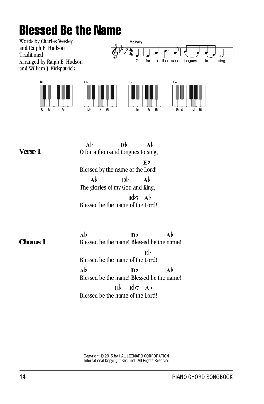Blessed Be The Name Piano scores gallery preview page 1