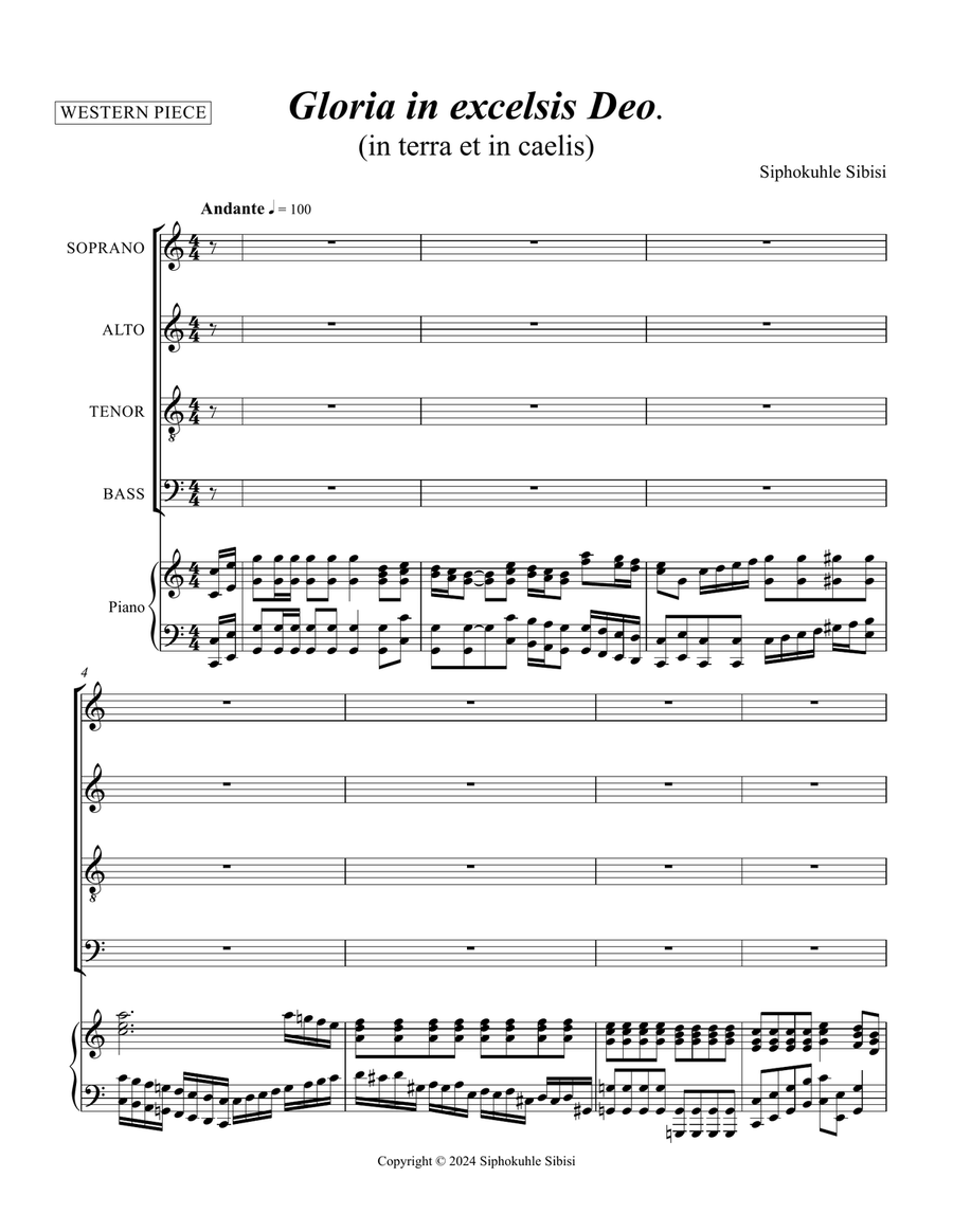 GLORIA IN EXCELSIS DEO ( 1st Movement) 4-Part scores gallery preview page 2
