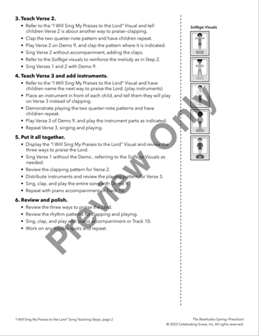 The Beatitudes Preschool Curriculum Spring Unison Choir scores gallery preview page 12