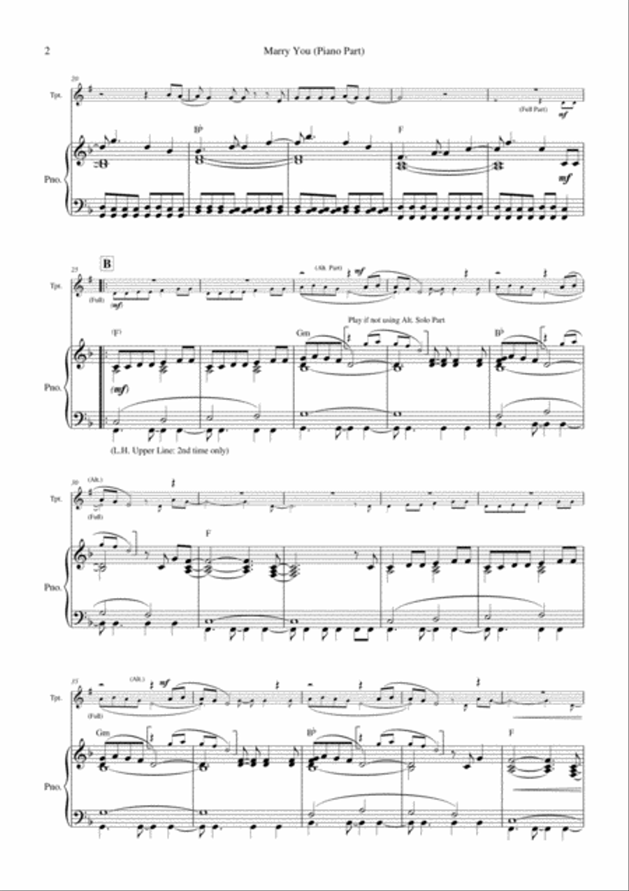 Marry You B-Flat Trumpet scores gallery preview page 5