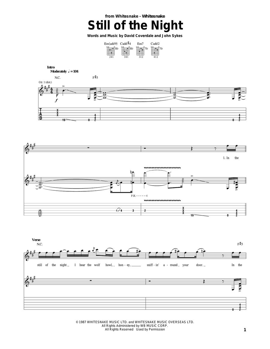 Still Of The Night Acoustic Guitar scores gallery preview page 1