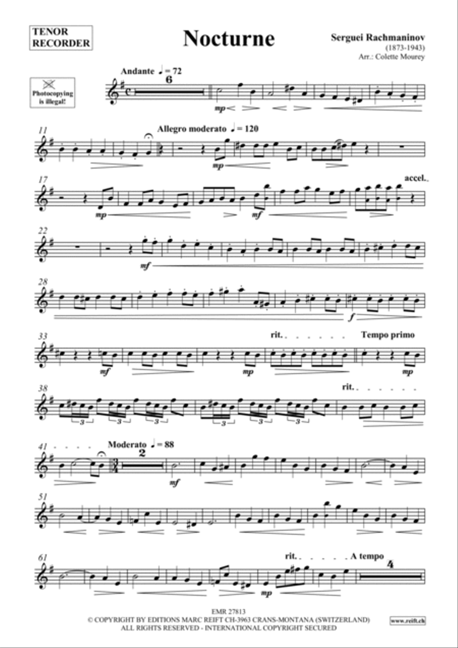 Nocturne Tenor Recorder scores gallery preview page 2
