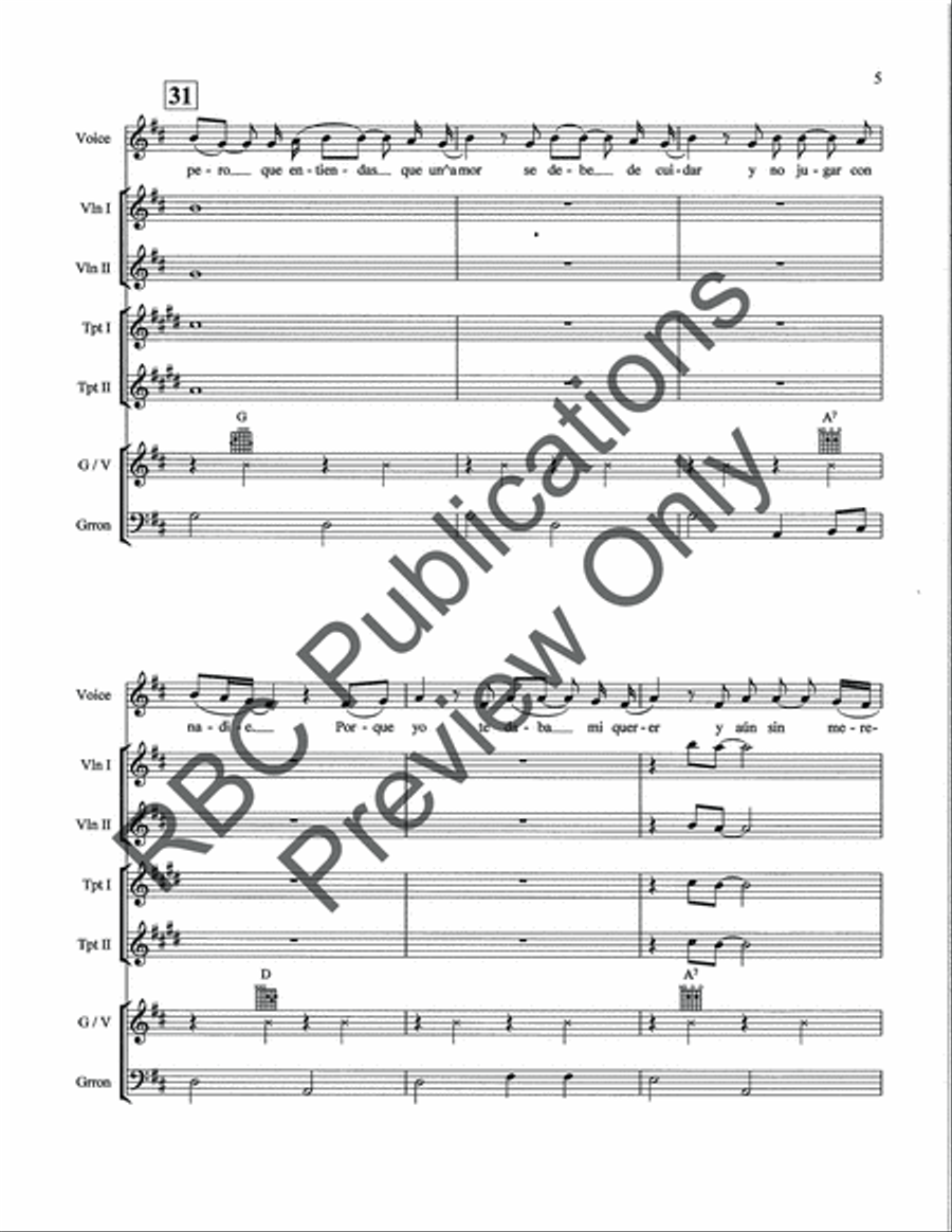 Demasiado Tarde Mariachi (Score) Voice scores gallery preview page 7