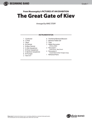Book cover for The Great Gate of Kiev (from Pictures at an Exhibition): Score
