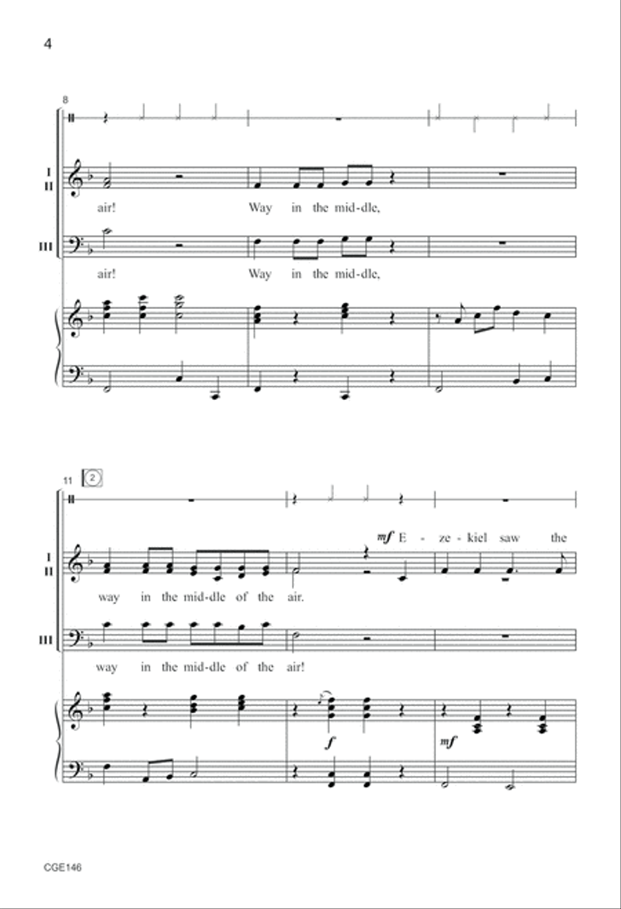Ezekiel Saw the Wheel Three-part Mixed 3-Part scores gallery preview page 4
